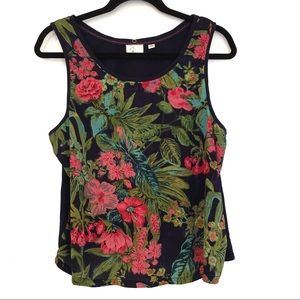 [POSTAGE STAMP ] Anthro Sheer Floral HIbiscus Sleeveless Tank Top  L